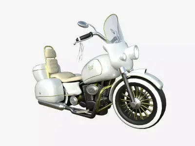 Motorcycle Cartoon B01 White Gold - Custom Vehicle Design Low-poly 3D model