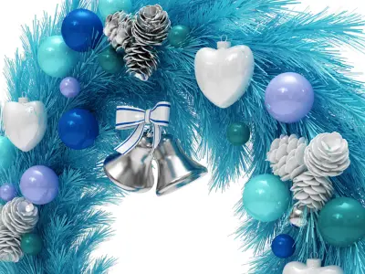 Blue christmas wreath 3D model