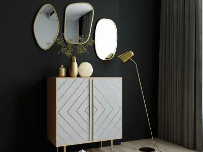 Sideboard with decor set  3D model