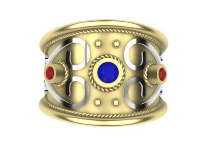Byzantine ring with gemstones Free 3D print model