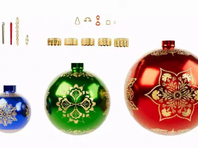 Christmas Ball Baubles kitbash v1 with 18 mesh 3 skin and 5 col 3D model