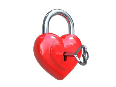 Heart Padlock 3D model 3D model