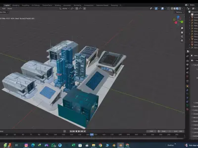 Futuristic Sci Fi City Block  Low-Poly Modular Pack Low-poly 3D model