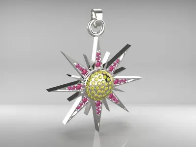 Luxury Pendant with Green tsavorite and Yellow Sapphire  3D print model