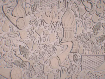 Russian ornament geometric tile decoration beige 3D model