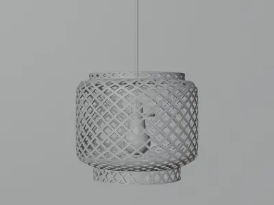 Chandelier pendant light made of rattan Low-poly 3D model