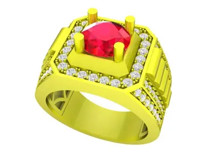 A7247 Luxury Korean Style Diamond Ring For Men 3D Model 3D print model