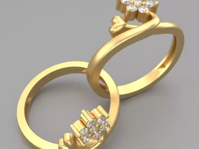 Ring Love Flower R-001 3D print model