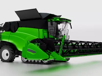 High-Detail Combine Harvester CR1090 Green Premium Low-poly  Low-poly 3D model