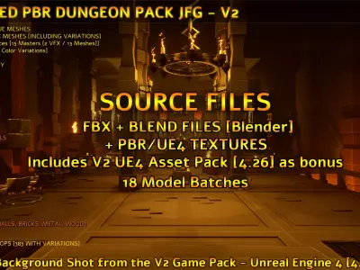Stylized PBR Dungeon Pack JFG V2 - Source Files - 2022 EDITION Low-poly 3D model