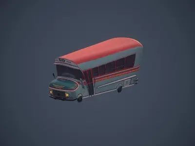 Colectivo 10 Toon Argentine Bus Low-poly 3D model