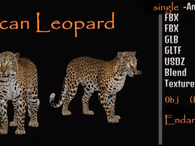 African  Leopard Low-poly 3D model