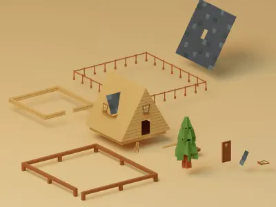 Lopwpoly House 12 Low-poly 3D model