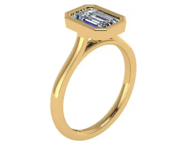 Bezel setting emerald ring set of 4  3D print model