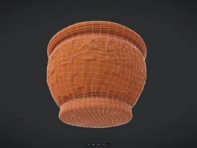 Terracotta Plant Pot Low-poly 3D model