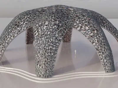 Parametric Celestial Pavilion Dome Low-poly 3D model