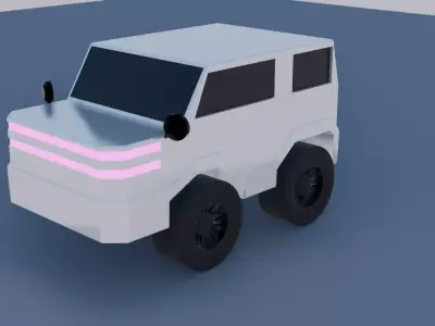 White Low Poly Car Stylized Game Ready Vehicle Low-poly 3D model