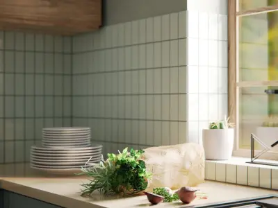 Blue Kitchen - Realistic Interior Scene 3D model