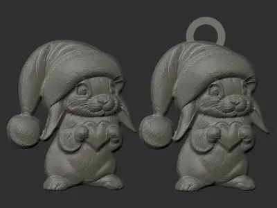 christmas rabbit decor  3D print model
