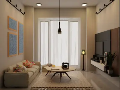 INTERIOR DESIGN  I  LIVING ROOM   Low-poly 3D model