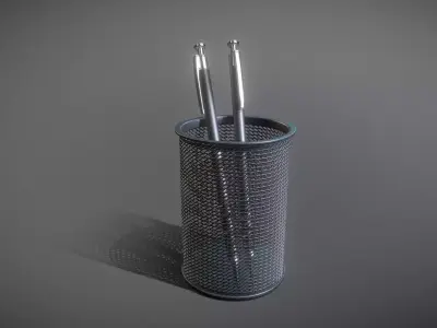 Wire Mesh Scissor Pen Pencil Holder 3D model