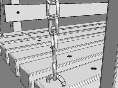 Multiple Seats Wooden Swing 1 3D model