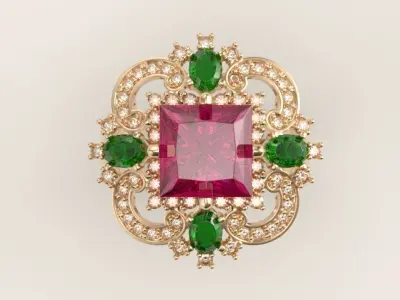  Women ring with gems and diamonds 3dm stl vintage 3D print model