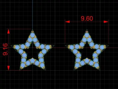 Diamond Jewelry Star Earring 3D print model