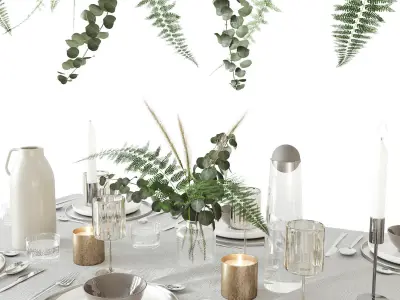 Tableware with fern 3D model