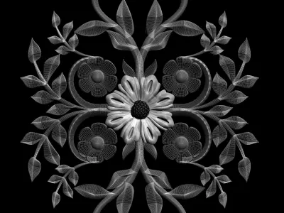  Wall decor flowers with leaves for milling CNC machines model 3D print model