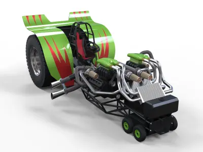 Twin-engined pulling tractor 2 3D model