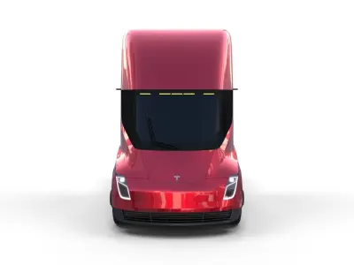 Tesla Truck with Chassis Red 3D model
