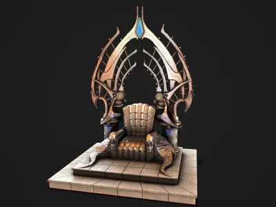 Fantasy Throne Low-poly 3D model