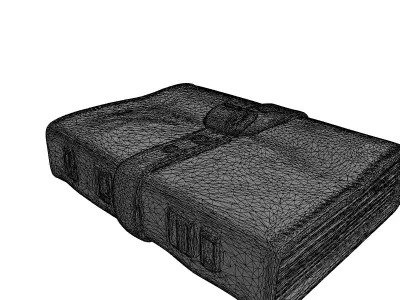 Black Leather Journal Gold Clasp Low-poly 3D model