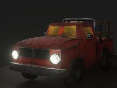 Pickup Truck Low-poly 3D model