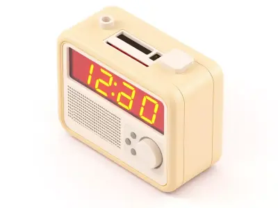 Retro Digital Alarm Clock Radio Low-poly 3D model