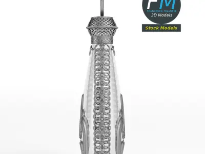 Cruet glass bottle with chain 3D model