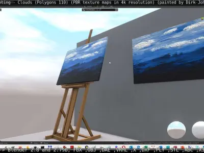 Oil Painting - Clouds  Low-poly 3D model