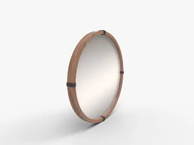 Breakwater Bay Stockport Framed Round Mirror Diameter Natural 3D model