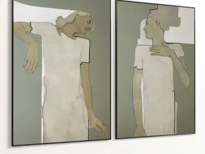 Plaster Two Photo Frame 216 Low-poly 3D model