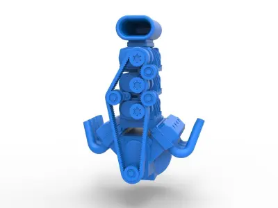Engine V8 with triple supercharger Version 3 Scale 1 to 25 3D print model