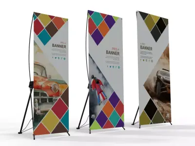 X-Banner Display Set - 3 Sizes 3D model