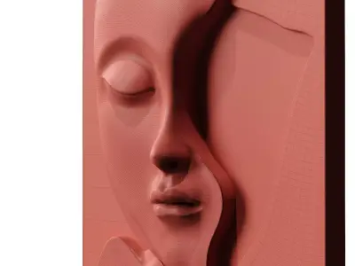 Face wall art sculpture 3D model