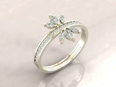 Floral Diamond Ring Marquise  3D print model
