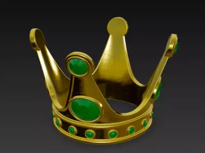 Golden Crown with Emerald Gems 3D model