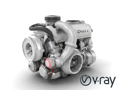 Turbocharged Inline-4 Engine Compact Design model pack Low-poly 3D model