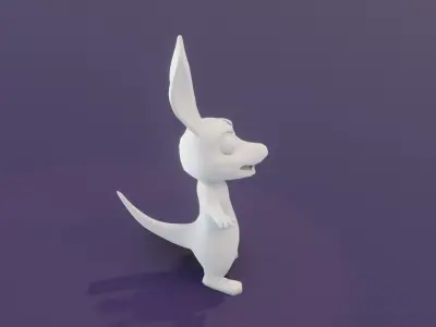 Cartoon Kangaroo Animated and Rigged Base Mesh 3D Model Low-poly 3D model