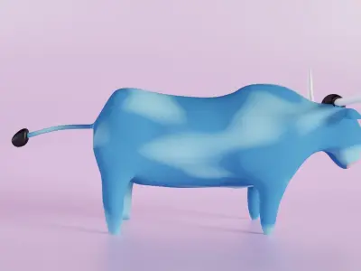 Blue Ox cartoon stylized character 3D model