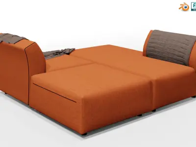 Light Red colored Couch for outdoor and living area 3D model