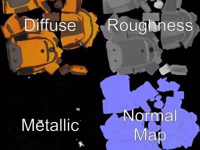 Bright Orange Backpack model pack Low-poly 3D model